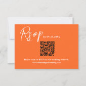 Moderne orangefarbene QR Code Response Card Hochze RSVP Karte (Vorderseite)