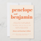 Moderne orangefarbene Retro-Typografie Einladung (Vorderseite)