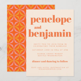 Moderne orangefarbene Retro-Typografie Einladung