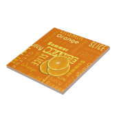 Moderne orangefarbene Typografie Fruchtscheibe Fliese (Seite)