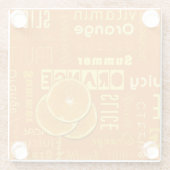 Moderne orangefarbene Typografie Fruchtscheibe Glasuntersetzer (Rückseite)