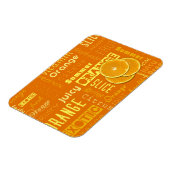 Moderne orangefarbene Typografie Fruchtscheibe Magnet (Linke Seite)