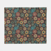 Moderne, orangefarbene und aquamarine Blumenmuster Fleecedecke (Vorderseite (Horizontal))