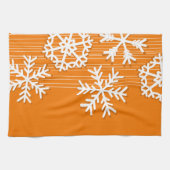 Moderne, orangefarbene und weiße Weihnachtsschneef Handtuch (Horizontal)