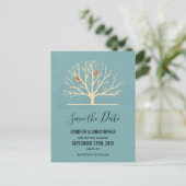 Moderne orangefarbene Vögel in einem großen Baum S Postkarte (Stehend Vorderseite)