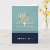 Moderne orangefarbene Vögel in einem großen Baum V Karte (Gelbe Blume)