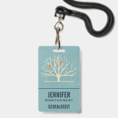 Moderne orangefarbene Vögel in einem großen Baumge Ausweis (Vorderseite mit Lanyard)