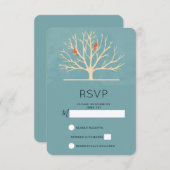 Moderne orangefarbene Vögel in einem großen UAWG RSVP Karte (Vorne/Hinten)