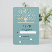 Moderne orangefarbene Vögel in einem großen UAWG RSVP Karte (Stehend Vorderseite)