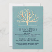 Moderne orangefarbene Vögel in einer großen Wieder Einladung (Vorderseite)