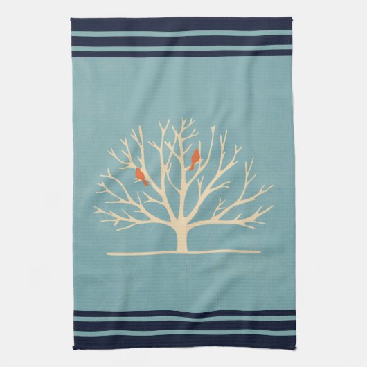 Moderne orangefarbene Vögel in einer großflächigen Geschirrtuch (Vertikal)