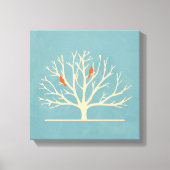 Moderne orangefarbene Vögel in einer großflächigen Leinwanddruck (Vorderseite)