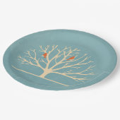 Moderne orangefarbene Vögel in einer großflächigen Pappteller (Schrägansicht)