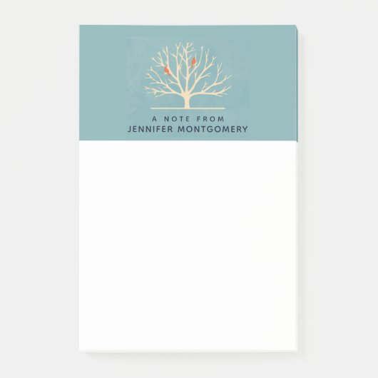 Moderne orangefarbene Vögel in einer großflächigen Post-it Klebezettel (Vorderseite)