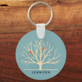 Moderne orangefarbene Vögel in einer großflächigen Schlüsselanhänger (Vorderseite)