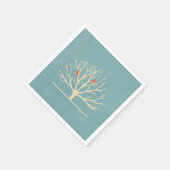 Moderne orangefarbene Vögel in einer großflächigen Serviette (Ecke)