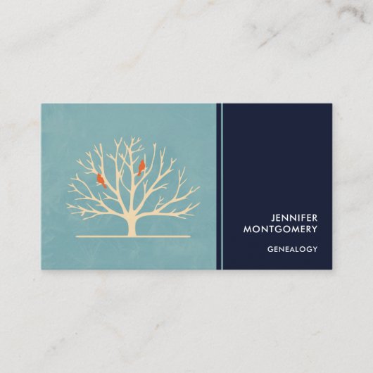 Moderne orangefarbene Vögel in einer großflächigen Visitenkarte (Vorderseite)