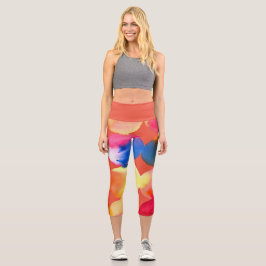 Moderne, orangefarbene Wasserfarbe künstlerische,  Capri Leggings