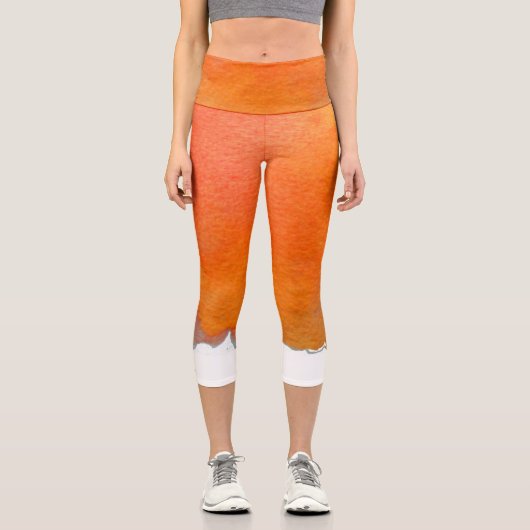 Moderne, orangefarbene Wasserfarbe künstlerische, Capri Leggings (Vorderseite)