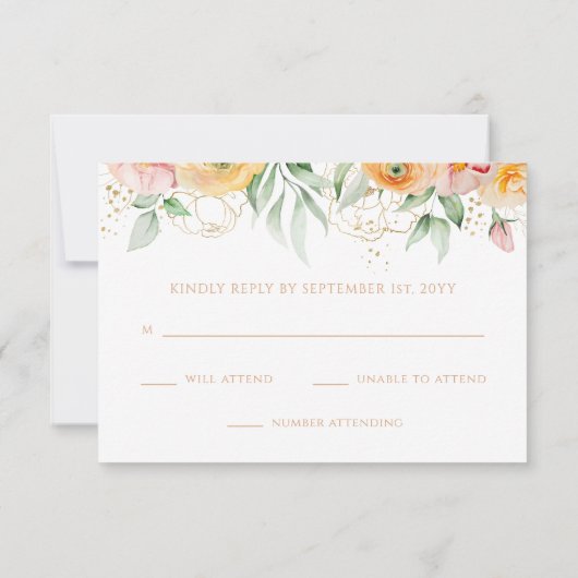 Moderne Orangefarbene Wasserfarben QR Code Hochzei RSVP Karte (Rückseite)