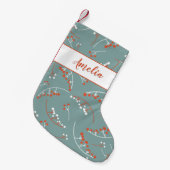 Moderne Orangen-aquamarin-Weißbeeren-Abbildung Kleiner Weihnachtsstrumpf (Vorderansicht (hängend))