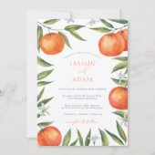 Moderne Orangen, mediterrane Zitrushochzeit Einladung (Vorderseite)