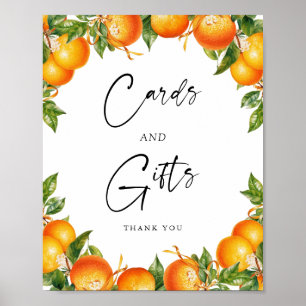 Moderne Orangen-Zitrusfrüchte-Karten und Geschenkz Poster