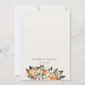 Moderne Orangenzitrusblüte Hochzeit in Aquarellen Einladung (Rückseite)