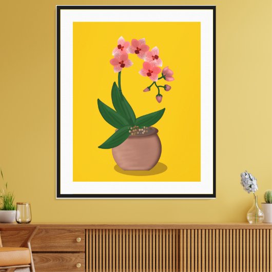 Moderne Orchid-Illustration des Mittelalters Leinwanddruck (Insitu (Wohnzimmer))