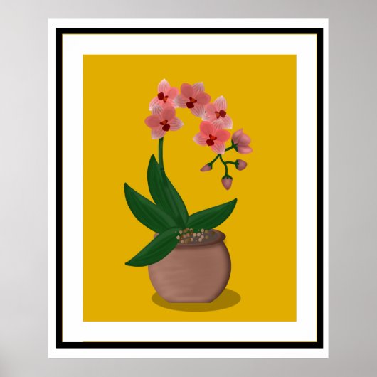 Moderne Orchid-Illustration des Mittelalters Poster (Vorne)