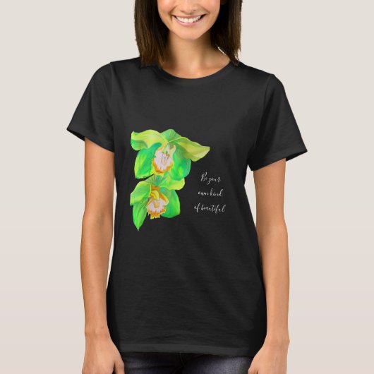 Moderne Orchid Pop Art Blume inspirierend T-Shirt (Vorderseite)