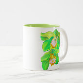 Moderne Orchid Pop Art Blume Zweifarbige Tasse (VorderseiteRechts)