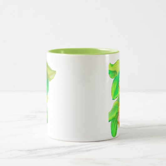 Moderne Orchid Pop Art Blume Zweifarbige Tasse (Mittel)