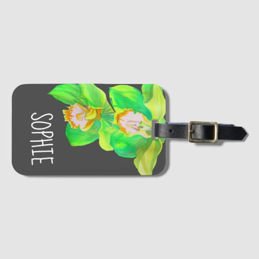 Moderne Orchidee moderne Blume Gepäckanhänger (Vorderseite (Horizontal))