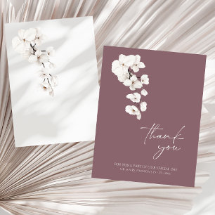 Moderne Orchideen-Hochzeit in Lila und Weiß Dankeskarte