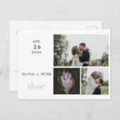 Moderne Orchideen Minimalistisch 3 Fotos Save the  Ankündigungspostkarte (Vorne/Hinten)