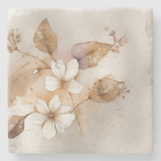 Moderne organische Blumen-Stille Luxus Steinuntersetzer