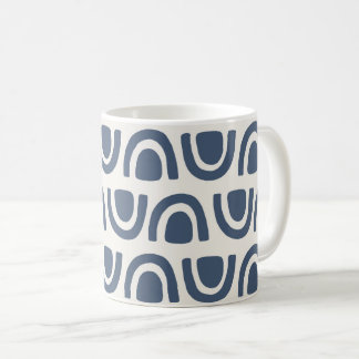 Moderne organische Bogenblöcke Navy-Cream-Muster Kaffeetasse