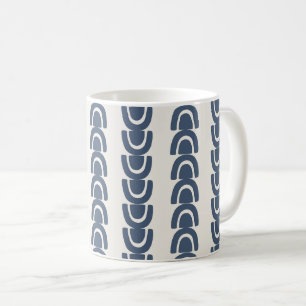 Moderne organische Bogenstreifen Navy Creme Muster Kaffeetasse