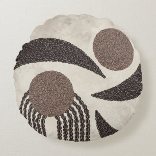 Moderne organische-Kaffeebohnen-Geometrisch- Neutr Rundes Kissen