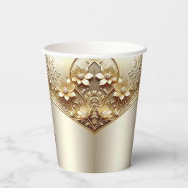 Moderne, ornamentale goldene Blumen-Papierbecher m Pappbecher