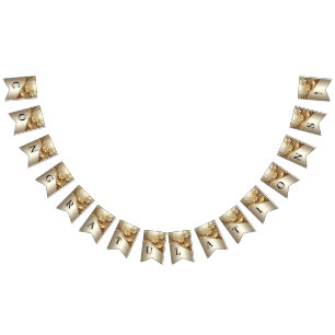 Moderne, ornamentale, goldene Blumenmuster-Wimpelf Wimpelkette
