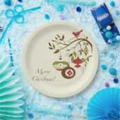 Moderne Ornamente Bird on Tree Frohe Weihnachten Pappteller (Party)