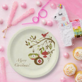 Moderne Ornamente Bird on Tree Frohe Weihnachten Pappteller (Party)