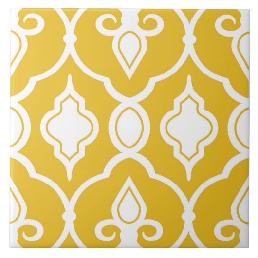 Moderne Ornamente, Senfgelb, weiß, Muster Fliese (Vorderseite)