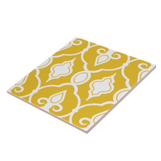 Moderne Ornamente, Senfgelb, weiß, Muster Fliese (Seite)
