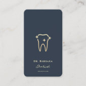 MODERNE ORTHODONTIST DENTIST DARK BLUE GOLD VISITENKARTE (Vorderseite)