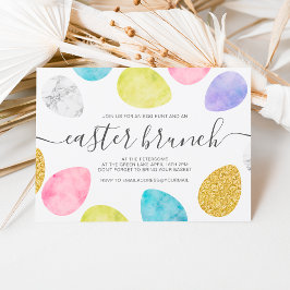 Moderne Osterbrunch Goldpastete Aquarelleier Einladung