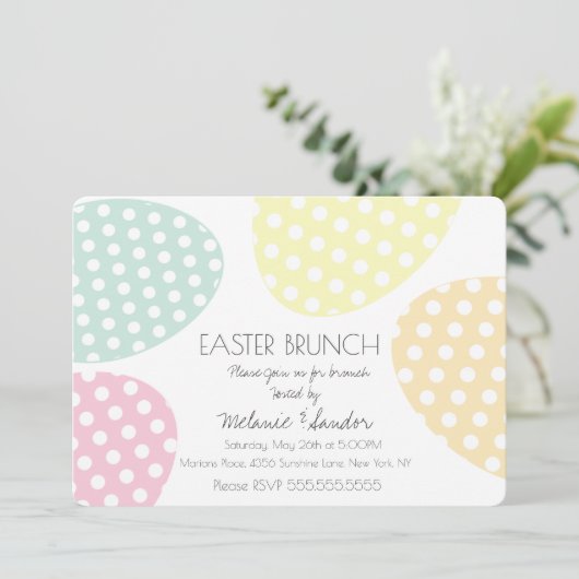 Moderne Osterdotter Eierspeise Brunch-Familie Einladung (Stehend Vorderseite)