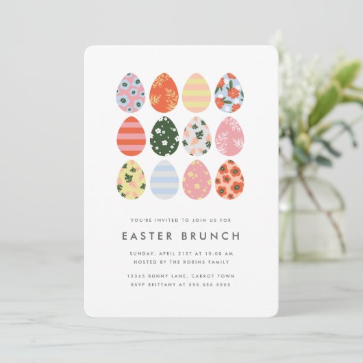 Moderne Ostereier Einladung (Stehend Vorderseite)